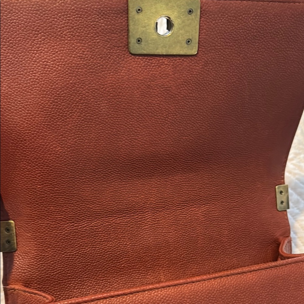 CHANEL Brown (burned orange) and Antique Gold Medium Boy Bad Bag - Picture 12 of 17